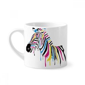 Dıythinker 170 ml Zebra Hayvan Gökkuşağı Renkli Mini Beyaz Çömlekçilik Seramik Saplı Kupa