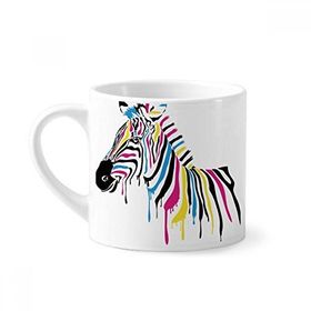 Dıythinker 170 ml Zebra Hayvan Gökkuşağı Renkli Mini Beyaz Çömlekçilik Seramik Saplı Kupa