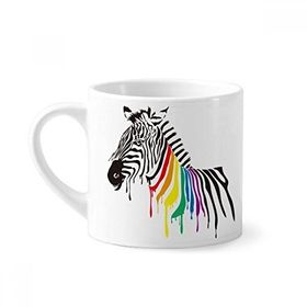 Dıythinker 170 ml Zebra Lgbt Gökkuşağı Renkli Desenli Mini Beyaz Çömlekçilik Seramik Saplı Kupa