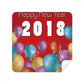 Dıythinker 2 Adet Süet Kumaş 2018 Balon Köpeğin Yılı Mutlu Yıllar Gözlükleri Temizleme Bezi Telefon Ekran Temizleyici