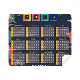 Dıythinker 2 Adet Süet Kumaş 2018 Yapraklar Meyve Takvimi Desenli Telefon Ekran Temizleyici ve Gözlük Temizleme Bezi