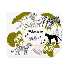 Dıythinker 2 Adet Süet Kumaş Afrika Welcom To Savanna Zebra Leopar Vahşi Yaşam Telefon Ekran Temizleyici ve Gözlük Temizleme Bezi