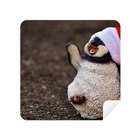 Dıythinker 2 Adet Süet Kumaş Antarktik Penguen Noel Şapkası Doğa Gözlükleri Temizleme Bezi Telefon Ekran Temizleyici