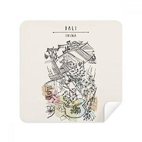 Dıythinker 2 Adet Süet Kumaş Dali Parkı Kalabalık Evler Çin Gözlükleri Temizleme Bezi ve Telefon Ekran Temizleyici