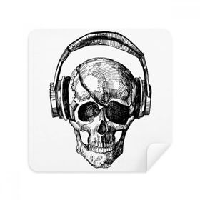 Dıythinker 2 Adet Süet Kumaş Kafatası Kulaklık Müzik Çılgın Desenli Telefon Ekran Temizleyici ve Gözlük Temizleme Bezi