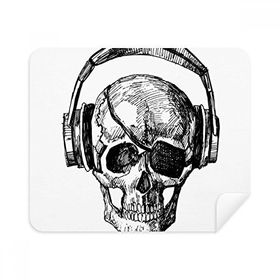 Dıythinker 2 Adet Süet Kumaş Kafatası Kulaklık Müzik Çılgın Desenli Telefon Ekran Temizleyici ve Gözlük Temizleme Bezi