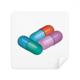 Dıythinker 2 Adet Süet Kumaş Kapsül Hap Sağlık Bakım Ürünleri Desen Telefon Ekran Temizleyici ve Gözlük Temizleme Bezi