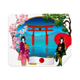 Dıythinker 2 Adet Süet Kumaş Kimono Kız Japon Kültür Şemsiye Telefon Ekran Temizleyici ve Gözlük Temizleme Bezi