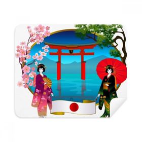 Dıythinker 2 Adet Süet Kumaş Kimono Kız Japon Kültür Şemsiye Telefon Ekran Temizleyici ve Gözlük Temizleme Bezi