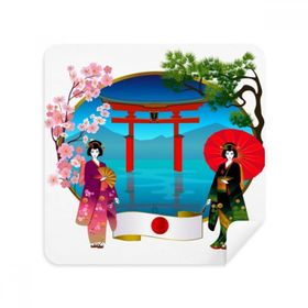 Dıythinker 2 Adet Süet Kumaş Kimono Kız Japon Kültür Şemsiye Telefon Ekran Temizleyici ve Gözlük Temizleme Bezi