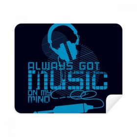 Dıythinker 2 Adet Süet Kumaş Mavi Kulaklık Müzik Çılgın Desenli Telefon Ekran Temizleyici ve Gözlük Temizleme Bezi