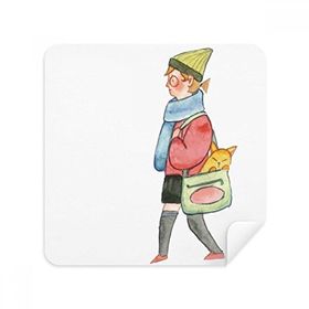 Dıythinker 2 Adet Süet Kumaş Miaoji Boyama Kedi Alışveriş Kız Gözlük Temizleme ve Bezi Telefon Ekran Temizleyici