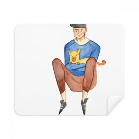 Dıythinker 2 Adet Süet Kumaş Miaoji Boyama Suluboya Kedi Erkek Gözlük Temizleme ve Bezi Telefon Ekran Temizleyici