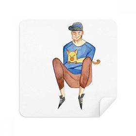 Dıythinker 2 Adet Süet Kumaş Miaoji Boyama Suluboya Kedi Erkek Gözlük Temizleme ve Bezi Telefon Ekran Temizleyici