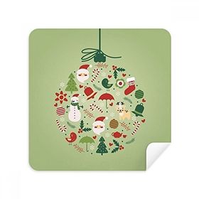 Dıythinker 2 Adet Süet Kumaş Noel Baba Kardan Adam Ağacı Yeşil Gözlük Temizleme Bezi ve Telefon Ekran Temizleyici