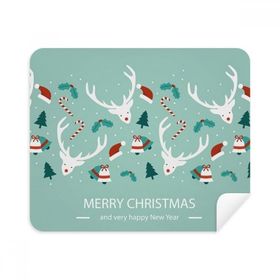 Dıythinker 2 Adet Süet Kumaş Noel Geyik Şapkası Çan Ağacı Festival Telefon Ekran Temizleyici ve Gözlük Temizleme Bezi