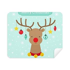 Dıythinker 2 Adet Süet Kumaş Noel Kar Tanesi Yıldız Ampul Geyik Festival Telefon Ekran Temizleyici ve Gözlük Temizleme Bezi