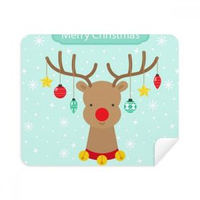 Dıythinker 2 Adet Süet Kumaş Noel Kar Tanesi Yıldız Ampul Geyik Festival Telefon Ekran Temizleyici ve Gözlük Temizleme Bezi