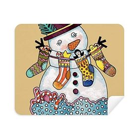 Dıythinker 2 Adet Süet Kumaş Noel Kardan Adam Çorap Festival Telefon Ekran Temizleyici ve Gözlük Temizleme Bezi