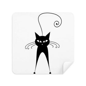 Dıythinker 2 Adet Süet Kumaş Sevimli Siyah Kedi Evcil Hayvan Sevgili Hayvan Sanatı Silüet Telefon Ekran Temizleyici ve Gözlük Temizleme Bezi