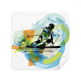 Dıythinker 2 Adet Süet Kumaş Sporcular Kayak Spor Serbest Stil Suluboya Telefon Ekran Temizleyici ve Gözlük Temizleme Bezi