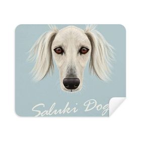 Dıythinker 2 Adet Süet Kumaş Uzun Yüz Beyaz Saluki Köpek Evcil Hayvan Telefon Ekran Temizleyici ve Gözlük Temizleme Bezi