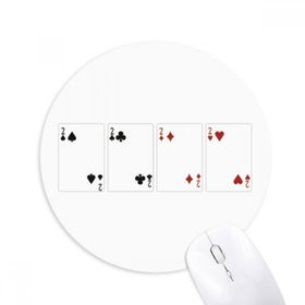 Dıythinker 2 Kalp Kürek Elmas Kulüp Desenli Baskılı Yuvarlak Kaymaz Kauçuk Mouse Pad