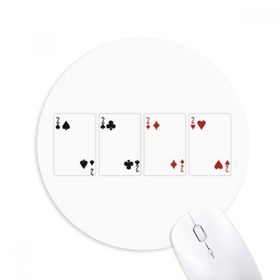 Dıythinker 2 Kalp Kürek Elmas Kulüp Desenli Baskılı Yuvarlak Kaymaz Kauçuk Mouse Pad