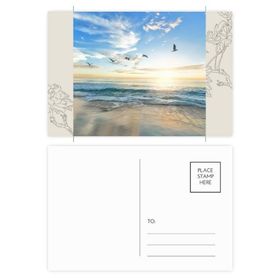Dıythinker 20 Adet 14x9 cm Renkli Okyanus Kum Plaj Kuş Deniz Resmi Çiçek Kartpostal Seti