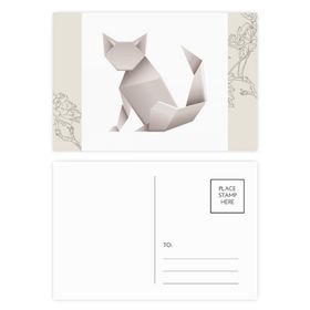 Dıythinker 20 Adet 14x9 cm Renkli Origami Geometrik Soyut Kedi Desenli Çiçek Kartpostal Seti
