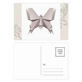 Dıythinker 20 Adet 14x9 cm Renkli Origami Geometrik Soyut Kelebek Desenli Çiçek Kartpostal Seti