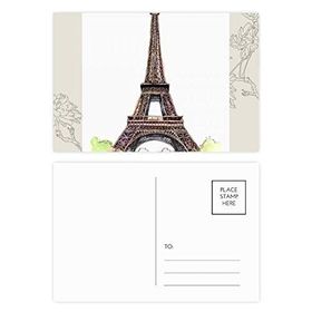 Dıythinker 20 Adet 14x9 cm Renkli Paris Eyfel Kulesi Fransa'da Çiçek Kartpostal Seti