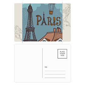 Dıythinker 20 Adet 14x9 cm Renkli Paris Fire Ballon Fransa Eyfel Kulesi Çiçek Kartpostal Seti