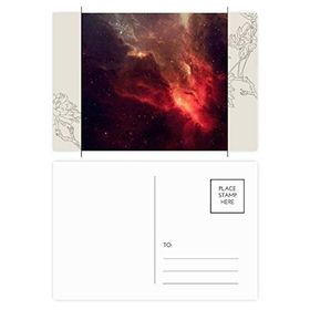 Dıythinker 20 Adet 14x9 cm Renkli Parlak Kırmızı Nebula Evren İllüstrasyon Desen Çiçek Kartpostal Seti