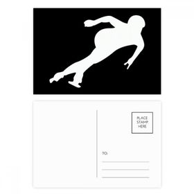 Dıythinker 20 Adet 14x9 cm Renkli Paten Kış Spor Siyah Siluet Kartpostal Seti