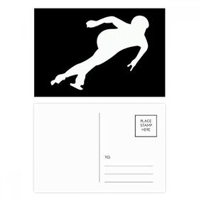 Dıythinker 20 Adet 14x9 cm Renkli Paten Kış Spor Siyah Siluet Kartpostal Seti