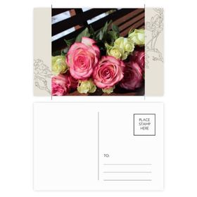 Dıythinker 20 Adet 14x9 cm Renkli Pembe Beyaz Çiçekler Güzel Tezgah Çiçek Kartpostal Seti