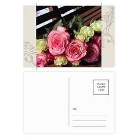 Dıythinker 20 Adet 14x9 cm Renkli Pembe Beyaz Çiçekler Güzel Tezgah Çiçek Kartpostal Seti
