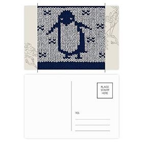 Dıythinker 20 Adet 14x9 cm Renkli Penguen Örgü Nordik Gösterim Desenli Çiçek Kartpostal Seti