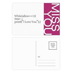 Dıythinker 20 Adet 14x9 cm Renkli Programcı İfadesi Love You Miss Kartpostal Seti