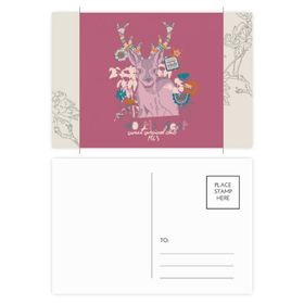 Dıythinker 20 Adet 14x9 cm Renkli Ren Geyiği Noel Sanatsal Efekt Çiçek Kartpostal Seti