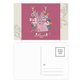 Dıythinker 20 Adet 14x9 cm Renkli Ren Geyiği Noel Sanatsal Efekt Çiçek Kartpostal Seti