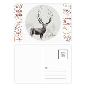 Dıythinker 20 Adet 14x9 cm Renkli Ren Geyiği Noel Sanatsal Efekt Suluboya Formula Kartpostal Seti