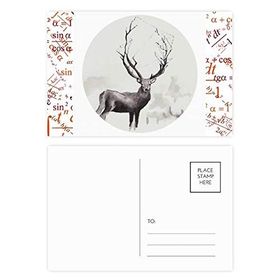 Dıythinker 20 Adet 14x9 cm Renkli Ren Geyiği Noel Sanatsal Efekt Suluboya Formula Kartpostal Seti