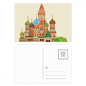 Dıythinker 20 Adet 14x9 cm Renkli Rusya İllüstrasyon Simgesi Ulusal Sembollü Kartpostal Seti