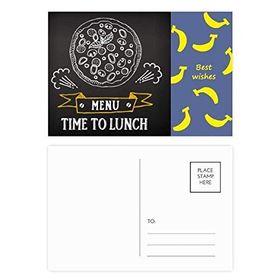 Dıythinker 20 Adet 14x9 cm Renkli Saat Öğle Yemeği Pizza Yiyecekleri Muz Kartpostal Seti