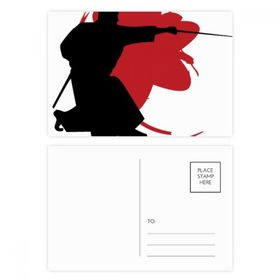 Dıythinker 20 Adet 14x9 cm Renkli Samurai Stab Sakura Japon Silüeti Kartpostal Seti