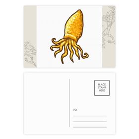 Dıythinker 20 Adet 14x9 cm Renkli Sarı Ahtapot Deniz Hayatı Desenli Çiçek Kartpostal Seti