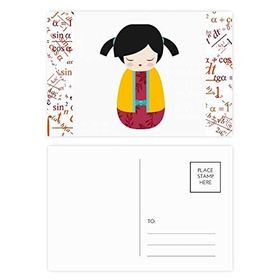 Dıythinker 20 Adet 14x9 cm Renkli Sarı Kimono Japon Oyuncak Bebek Sanatı Formula Kartpostal Seti