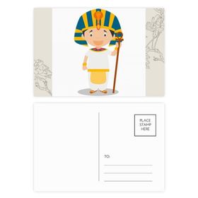 Dıythinker 20 Adet 14x9 cm Renkli Sarı Şapka Mısır Çizgi Film Çiçek Kartpostal Seti